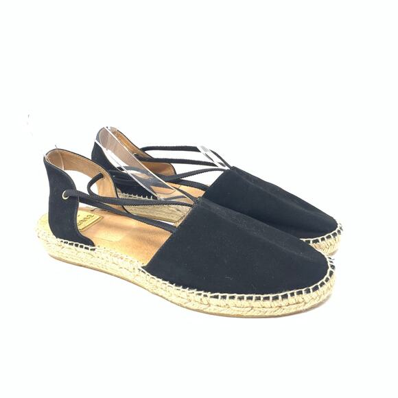 Kanna Thanos Black Suede Closed Toe Espadrilles Made in Spain Size 41 Slingback - Picture 1 of 8